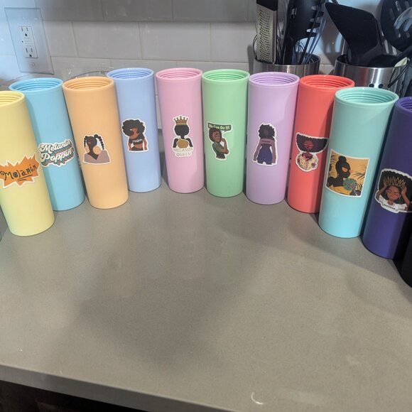 Multicolor Skinny Tumblers with Lids and Straws (12 pack) - 16oz Double Wall Acr - Picture 4 of 6